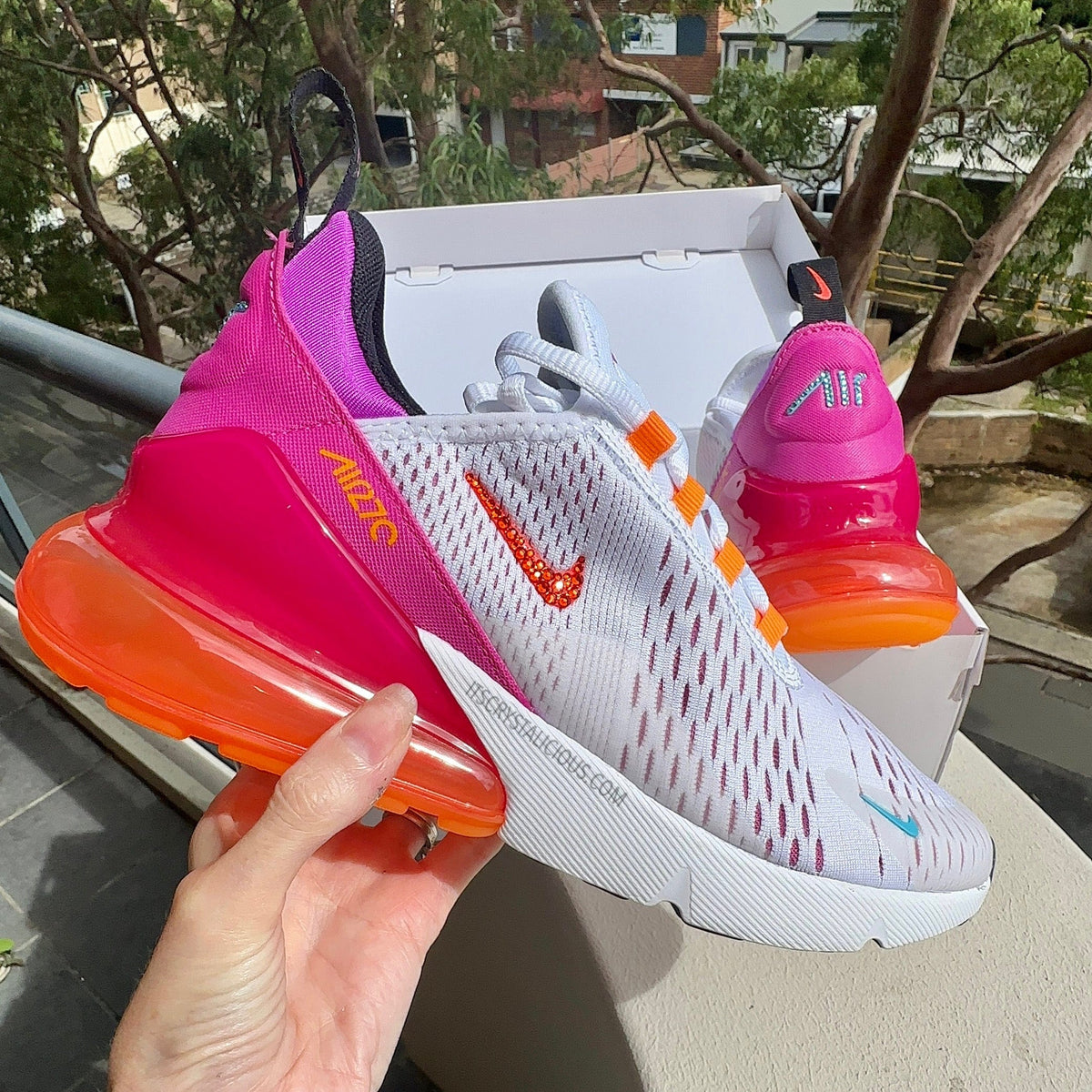 NIke Air Max 270 custom pink crystals