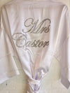 White Personalised Crystal Satin Robe - Mrs*