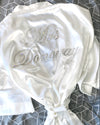 White Personalised Crystal Satin Robe - Mrs*