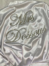 White Personalised Crystal Satin Robe - Mrs*