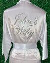 White Crystal Wifey Personalised Satin Robe*