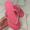 Hot Pink Thin Strap Havaiana/Crystal - 2 Rows *