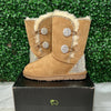 Chestnut/Crystal Short Authentic Ugg Boots - 2 Buttons/Heel Cap/Outline*