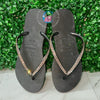 Black Thin Strap Havaiana/Vintage Rose - 2 Rows *