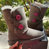 Grey/Fuchsia Short Authentic Ugg Boots - 2 Buttons*