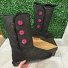 Black/Fuchsia Tall Embellished Genuine Ugg Boots - 3 Buttons*