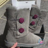 Grey/Fuchsia Short Authentic Ugg Boots - 2 Buttons*