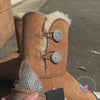 Chestnut/Crystal Short Authentic Ugg Boots - 2 Buttons/Heel Cap/Outline*