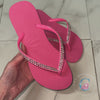 Hot Pink Thin Strap Havaiana/Crystal - 2 Rows *