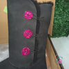 Black/Fuchsia Tall Embellished Genuine Ugg Boots - 3 Buttons*