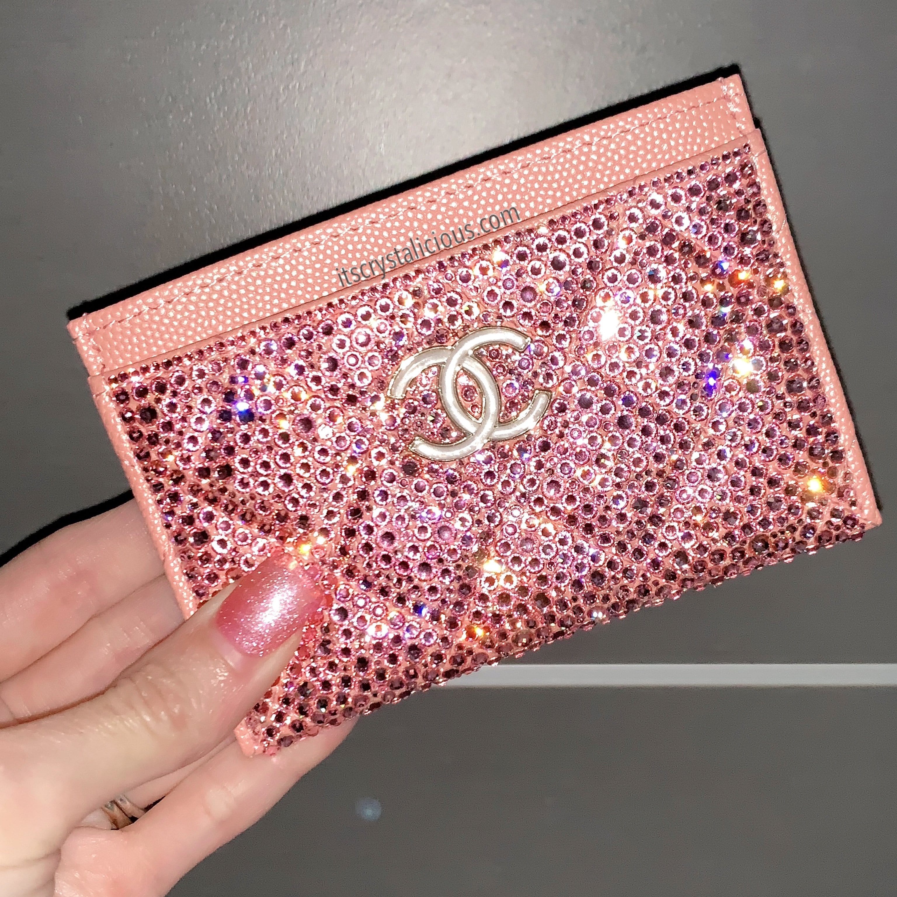 Chanel iridescent pink card holder hot sale