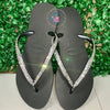 Black Thin Strap Havaianas/Crystal - 2 Rows *