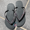 Black Thin Strap Havaianas with Crystal AB - 1 Row * - It's Crystalicious®