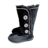 Black Tall Genuine Ugg Boots - 3 Buttons/Outline*