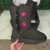 Black/Fuchsia Short Authentic Ugg Boots - 2 Buttons*