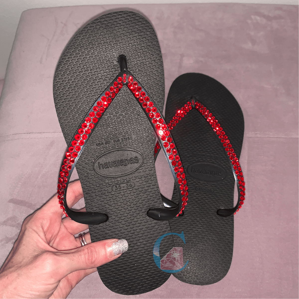 Black Thin Strap Havaianas Lt Siam 2 Rows It s Crystalicious