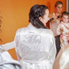 White Personalised Crystal Satin Robe - Mrs*