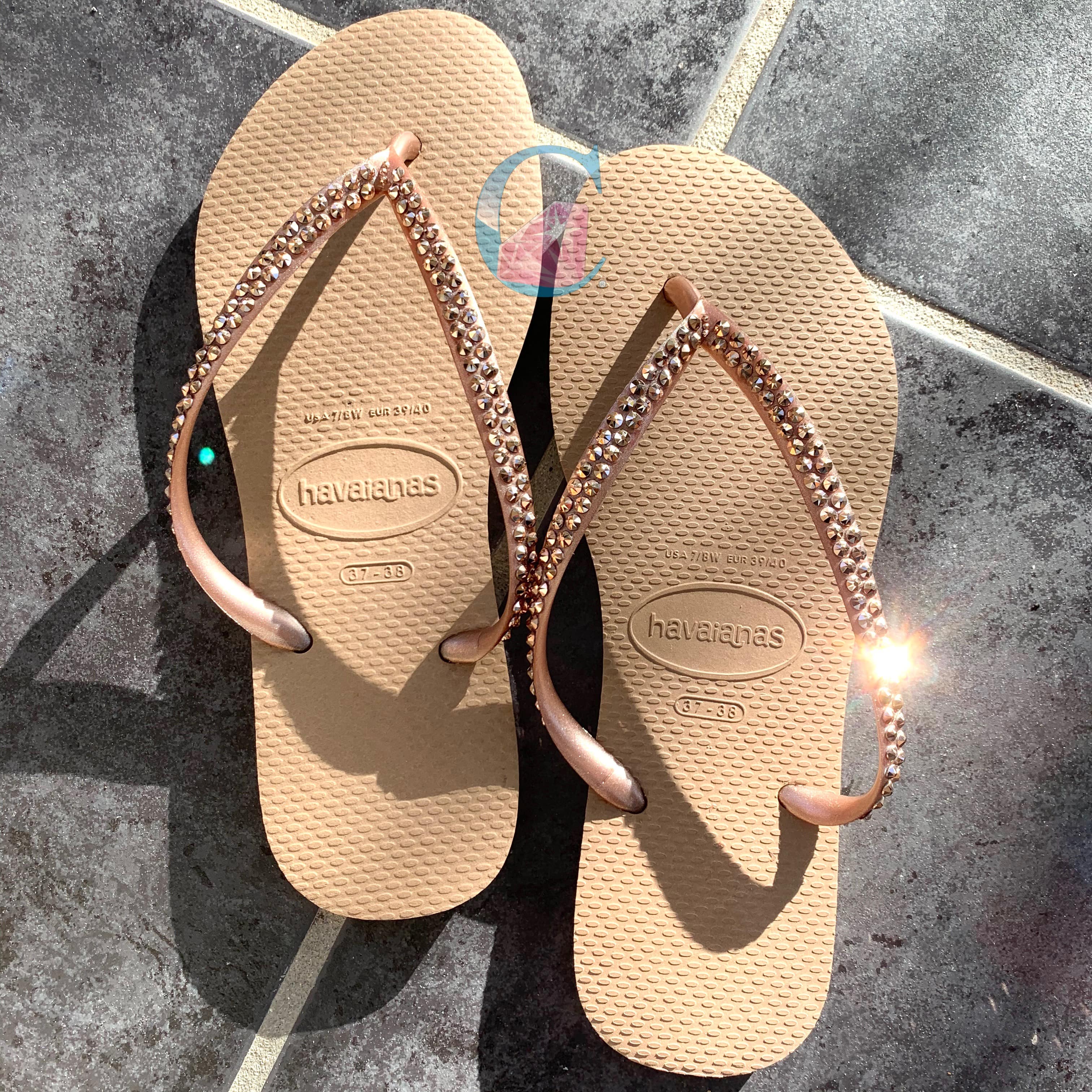 Havaianas rose gold cheap crystal