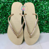 Gold Thin Strap Havaianas/Crystal - 1 Row *