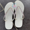 White Thin Strap embellished Havaianas - 2 Rows * - It's Crystalicious®