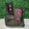 Black/Fuchsia Short Authentic Ugg Boots - 2 Buttons*