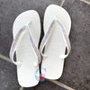 White Thick Strap embellished Havaiana - 3 Rows * - It's Crystalicious®