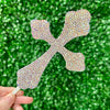 6” Crystal Curved Cross Cake Topper - White/Crystal AB *